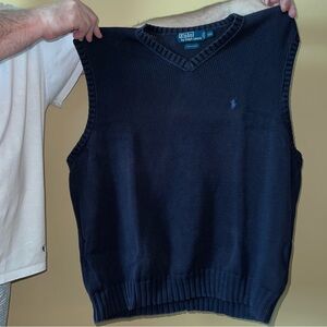 Men’s Polo by Ralph Lauren Navy Cotton Sweater Vest, Size XXL